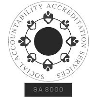 SA8000 ist ein internationaler Standard für faire Arbeitsbedingungen, u.a. keine Kinder- und Zwangsarbeit, faire Löhne, keine Diskriminierung